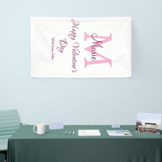 Happy valentine's day monogram pink name love girl banner (Messeveranstaltung)