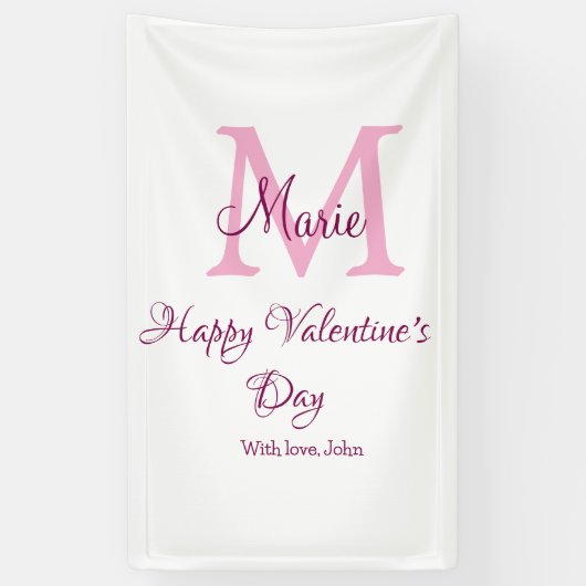 Happy valentine's day monogram pink name love girl banner (Vertikal)