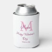 Happy valentine's day monogram pink name love girl dosenkühler (Kanne Vorderseite)