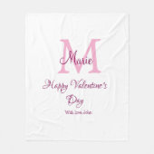 Happy valentine's day monogram pink name love girl fleecedecke (Vorderseite)