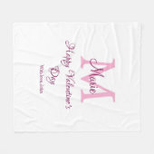 Happy valentine's day monogram pink name love girl fleecedecke (Vorderseite (Horizontal))