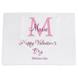 Happy valentine's day monogram pink name love girl große geschenktüte