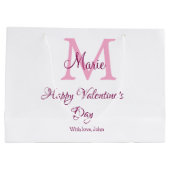 Happy valentine's day monogram pink name love girl große geschenktüte (Rückseite)