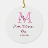 Happy valentine's day monogram pink name love girl keramik ornament (Vorne)