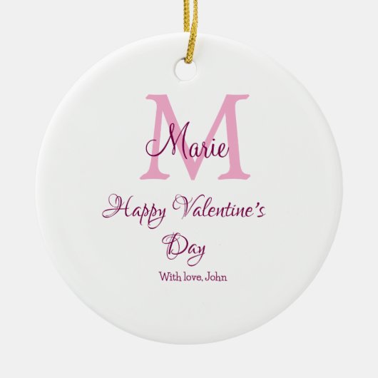 Happy valentine's day monogram pink name love girl keramik ornament (Vorne)