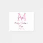 Happy valentine's day monogram pink name love girl post-it klebezettel (Vorderseite)