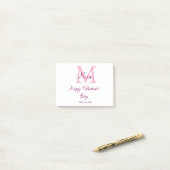 Happy valentine's day monogram pink name love girl post-it klebezettel (Auf Schreibtisch)