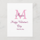 Happy valentine's day monogram pink name love girl postkarte (Vorderseite)