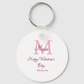 Happy valentine's day monogram pink name love girl schlüsselanhänger (Vorderseite)