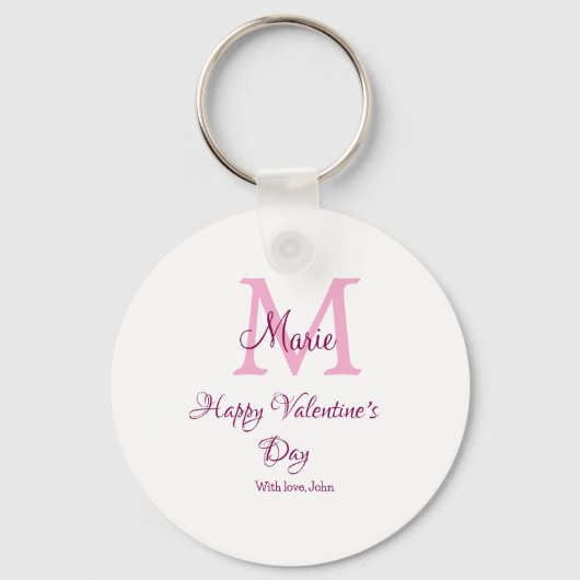 Happy valentine's day monogram pink name love girl schlüsselanhänger (Rückseite)