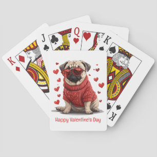 Happy Valentines Day Mops Hund Spielkarten