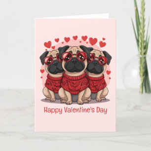 Happy Valentines Day Mops Hunde Feiertagskarte