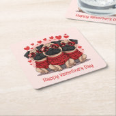 Happy Valentines Day Mops Hunde Rechteckiger Pappuntersetzer (angewinkelt)