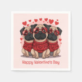 Happy Valentines Day Mops Hunde Serviette (Vorderseite)