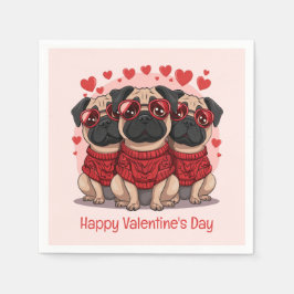 Happy Valentines Day Mops Hunde Serviette