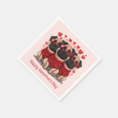 Happy Valentines Day Mops Hunde Serviette (Ecke)