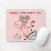 Happy Valentine's Day Mouse with Hearts Mousepad (Mit Mouse)