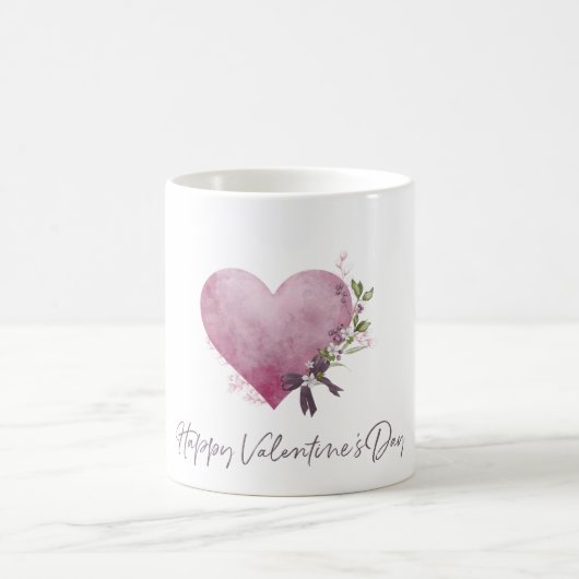 Happy Valentine's Day Mug With Floral Heart Kaffeetasse (Mittel)