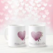 Happy Valentine's Day Mug With Floral Heart Kaffeetasse