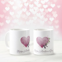 Happy Valentine's Day Mug With Floral Heart