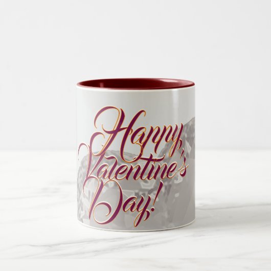 Happy Valentine's Day Mug Zweifarbige Tasse (Mittel)