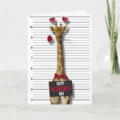 Happy Valentine's Day Mugshot Guilty Giraffe Funny Karte (Vorderseite)