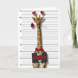 Happy Valentine's Day Mugshot Guilty Giraffe Funny Karte