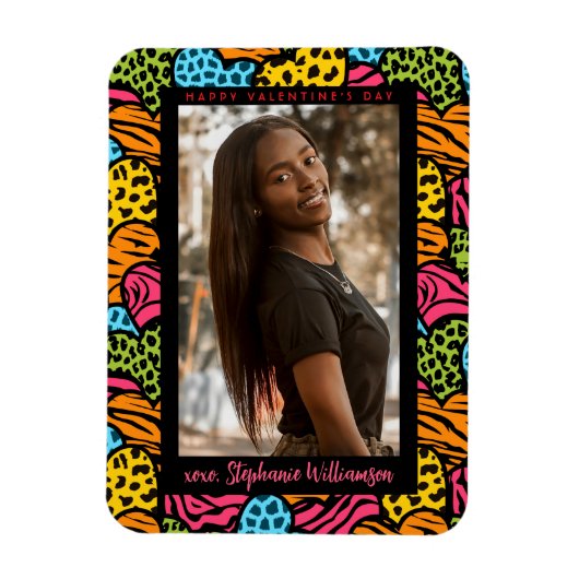 Happy Valentines Day Multicolor Dschungelherz Foto Magnet (Vertikal)