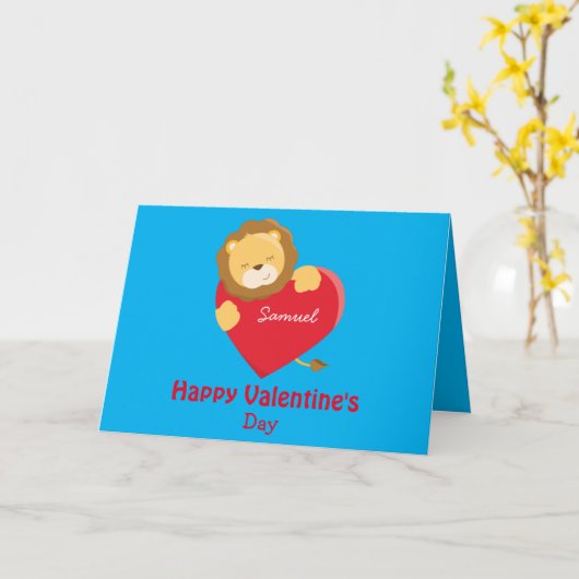Happy Valentine's Day My Son Lion Thema Karte (Gelbe Blume)