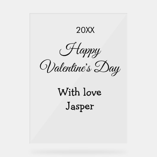 Happy Valentine's day name love simple year stylis Acrylschild (Vorderseite)