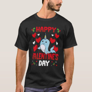 Happy Valentines Day Narwhal Heart Liebe Tier T-Shirt