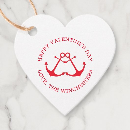 Happy Valentine's Day nautical anchors Custom nied Geschenkanhänger (Vorderseite)