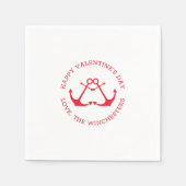 Happy Valentine's Day nautical anchors Custom nied Serviette (Vorderseite)