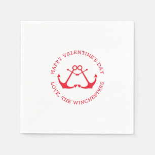 Happy Valentine's Day nautical anchors Custom nied Serviette
