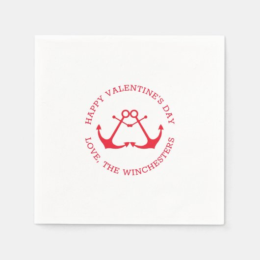 Happy Valentine's Day nautical anchors Custom nied Serviette (Vorderseite)
