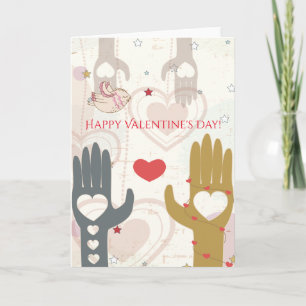 Happy Valentine's Day Niedlich Bird Helping Hands Feiertagskarte