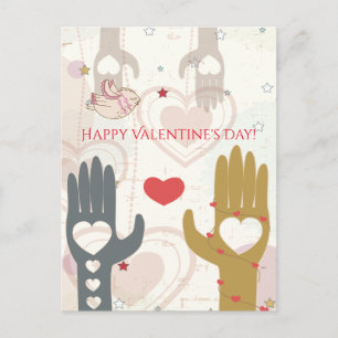 Happy Valentine's Day Niedlich Bird Helping Hands Feiertagspostkarte