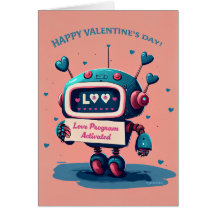 Happy Valentines Day Niedlich Blue Robot, Herz Spa
