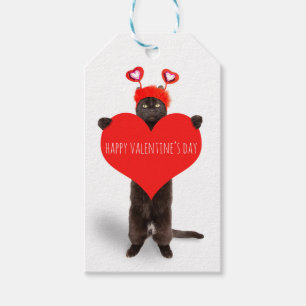 Happy Valentine's Day Niedlich Cat Holding Heart S Geschenkanhänger