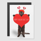 Happy Valentine's Day Niedlich Cat Holding Herz Sp Magnetkarte (Vorne/Hinten)