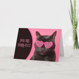 Happy Valentines Day Niedlich Cat in Glitzer Brill Feiertagskarte