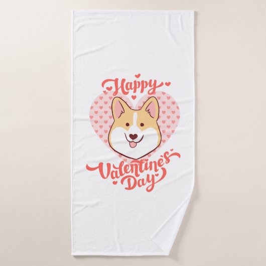 Happy Valentines Day Niedlich Corgi Hund Badehandtuch (Badehandtuch)