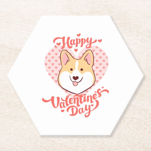 Happy Valentines Day Niedlich Corgi Hund Untersetzer (Vorderseite)