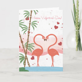 Happy Valentine's Day Niedlich Flamingo Herz Bambu Feiertagskarte