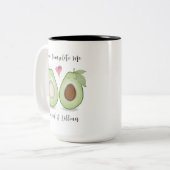 Happy Valentine's Day Niedlich Funny Simple Avocad Zweifarbige Tasse (Vorderseite Links)