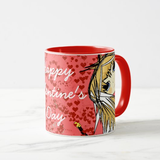 Happy Valentine's Day-Niedlich Girl Tasse (VorderseiteRechts)