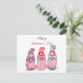 Happy Valentine's Day Niedlich Gnomes mit Herz Postkarte (Stehend Vorderseite)