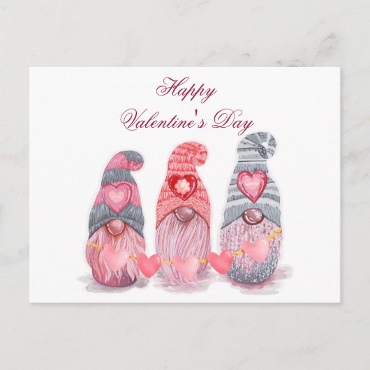 Happy Valentine's Day Niedlich Gnomes mit Herz Postkarte (Vorderseite)