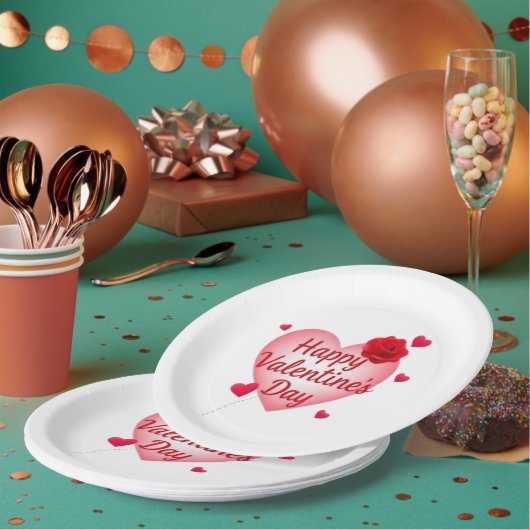 Happy Valentine's Day niedlich Heart Pappteller (Multi)