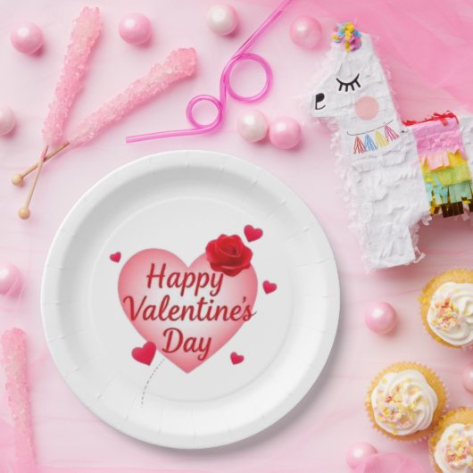 Happy Valentine's Day niedlich Heart Pappteller (Party)